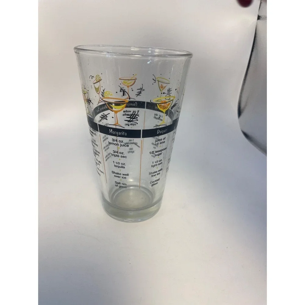 Vintage 90s Libbey Barware Cocktail Recipe Tumbler Mixed Drink Glass Man Cave VG